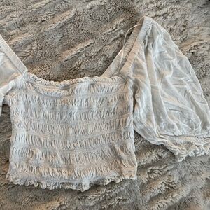 Urban Outfitters Light Gray Smocked Crop Top